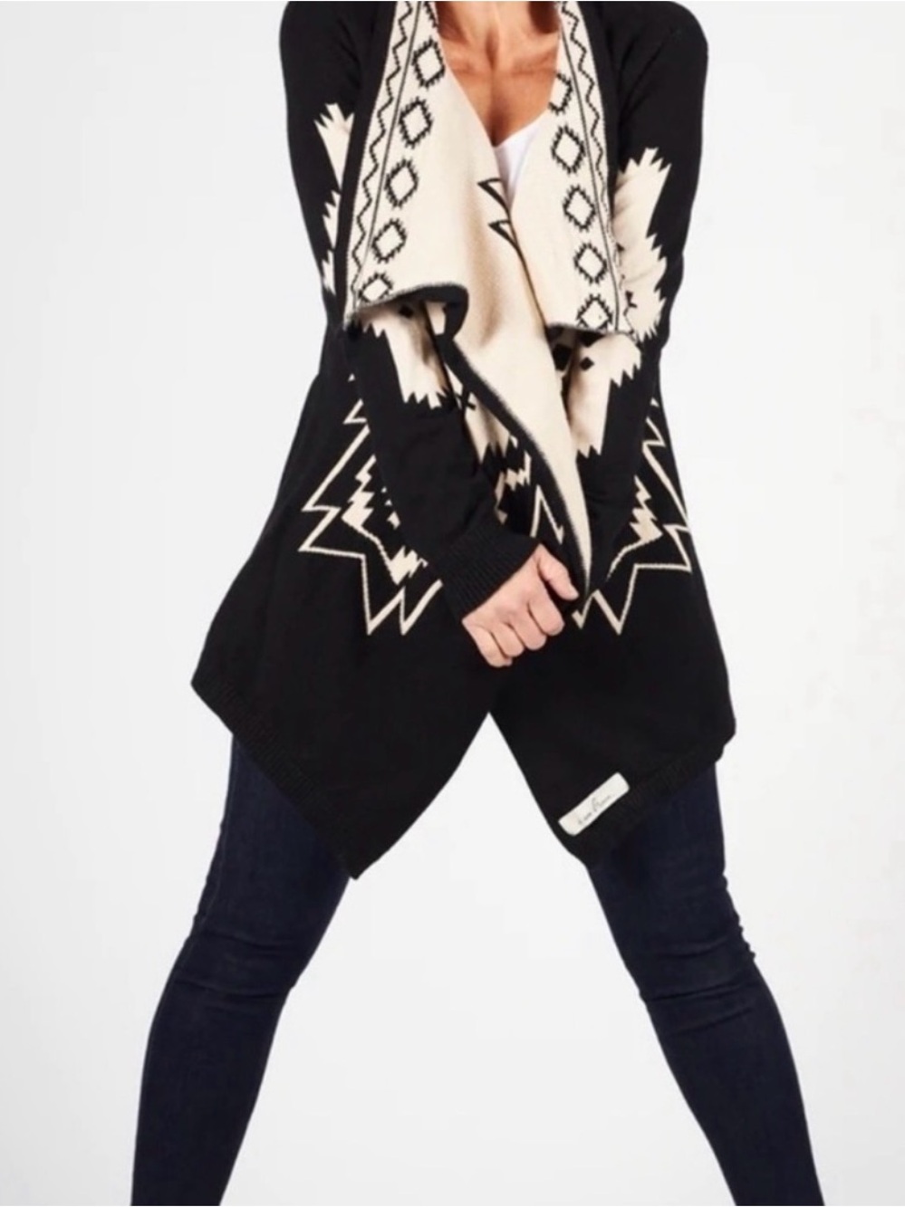 Illumination Black & White Western Open front Cardigan  XS/S